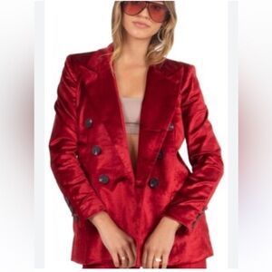 Free People Women's Velvet Ashby Blazer Cherry Juice Small
